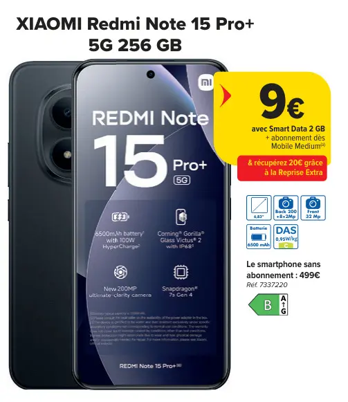 Offre: Redmi Note 15 Pro+ 5G 256 GB
