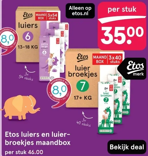 Aanbieding: Etos luiers en luierbroekjes maandbox