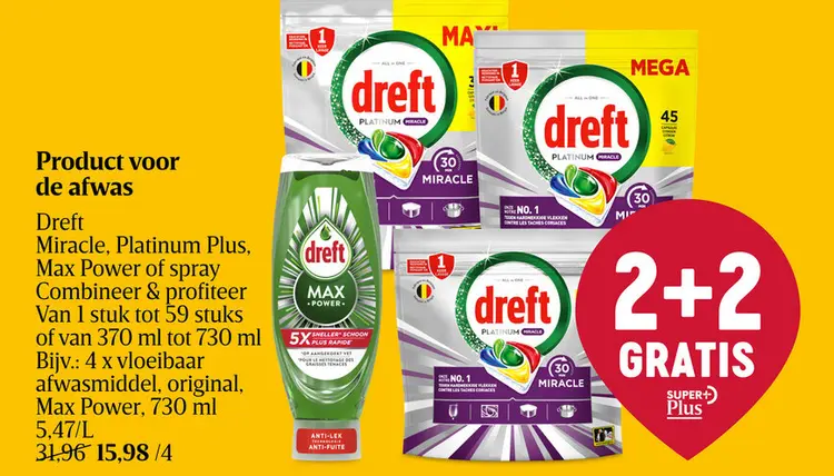 Aanbieding: Dreft Miracle, Platinum Plus, Max Power of sp