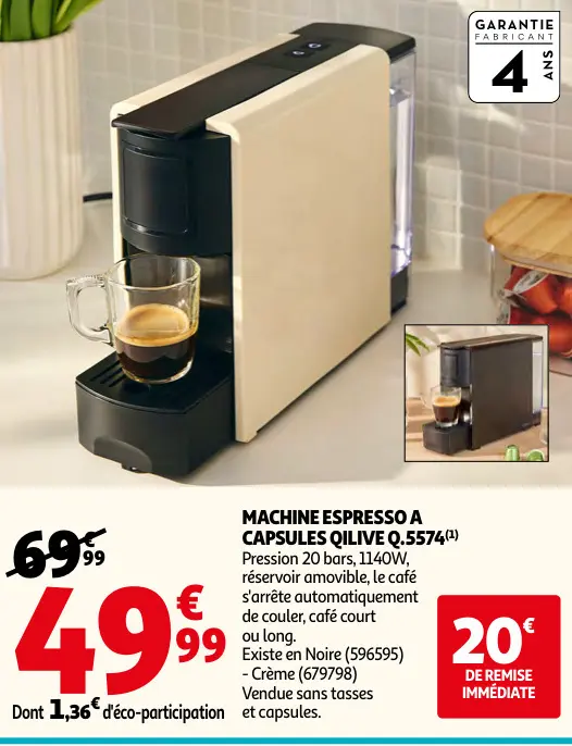 Promotie: Machine espresso a capsules QILIVE q.5574
