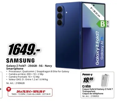 Offre: Galaxy Z Fold7 - 256GB - 5G - Navy Smartphone
