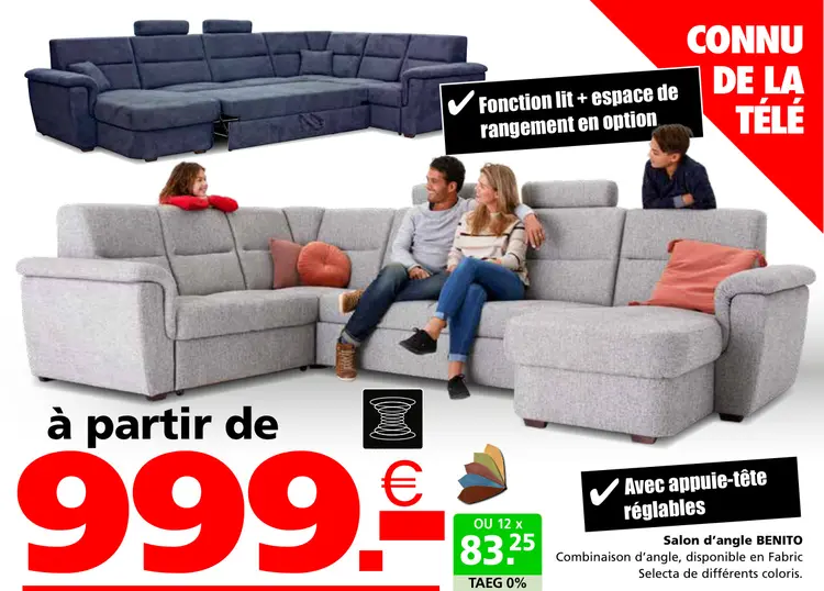 Offre: Salon d'angle BENITO