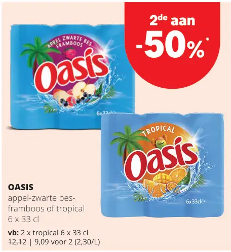 Promotie: Oasis appel-zwarte bes-framboos of tropical
