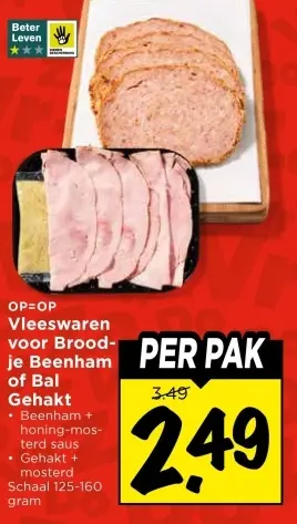 Vleeswaren voor Broodje Beenham of Bal Gehakt