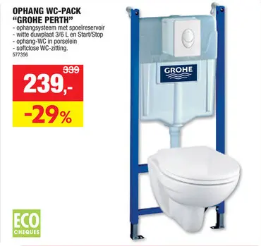 Promotie: GROHE ophang WC-pack met duwplaat
