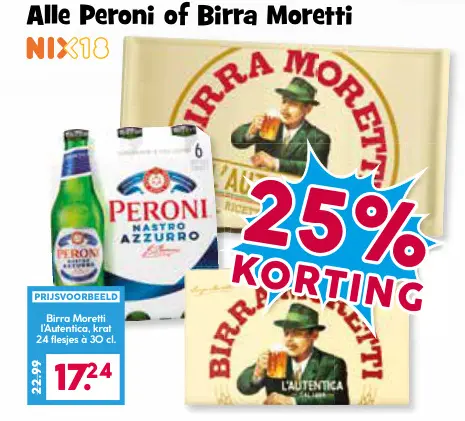 Aanbieding: Peroni of Birra Moretti