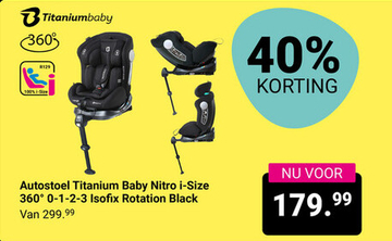 Aanbieding: Autostoel Titanium Baby Nitro i-Size 360° 0-1-2-3 Isofix Rotation Black