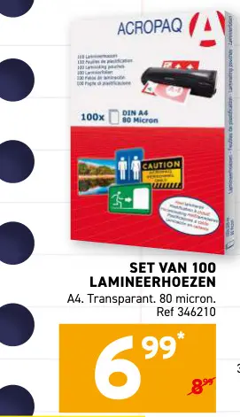 Promotie: Set van 100 lamineerhoezen