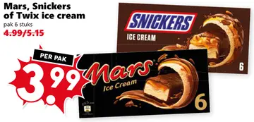 Aanbieding: Mars, Snickers of Twix ice cream