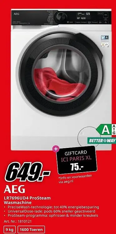 Aanbieding: LR7696UD4 ProSteam Wasmachine