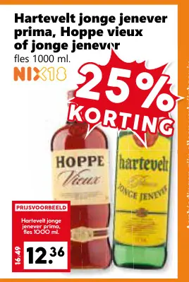Aanbieding: Hartevelt jonge jenever prima, Hoppe vieux of jonge jenever