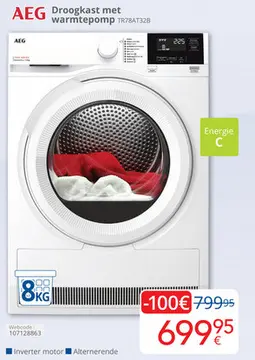 Aanbieding: AEG Droogkast met warmtepomp