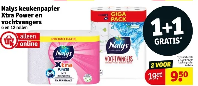 Aanbieding: Nalys keukenpapier Xtra Power en vochtvangers