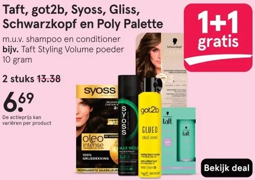 Aanbieding: Taft, got2b, Syoss, Gliss, Schwarzkopf en Poly Palette