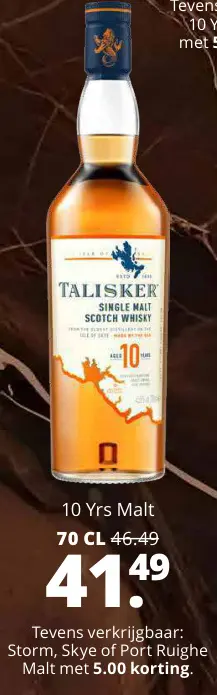 Aanbieding: Talisker Single Malt Scotch Whisky 10 Yrs Malt