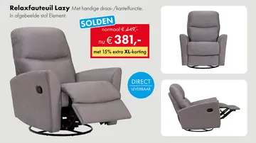 Aanbieding: Lazy relaxfauteuil grijs