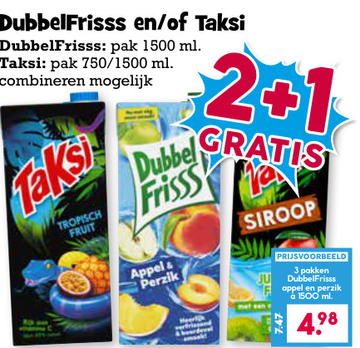 Aanbieding: DubbelFrisss en/of Taksi