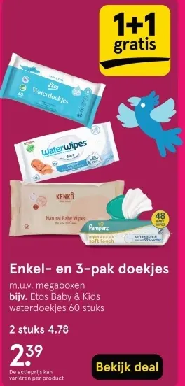 Aanbieding: Enkel- en 3-pak doekjes