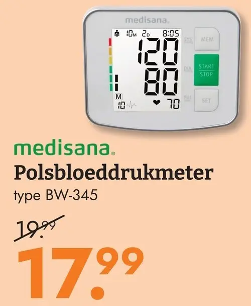 Aanbieding: Polsbloeddrukmeter type BW-345
