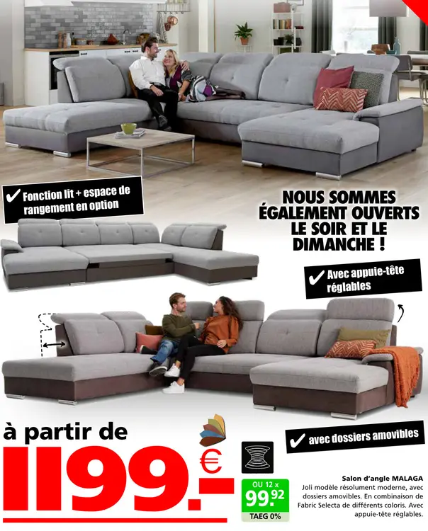 Offre: Salon d'angle MALAGA
