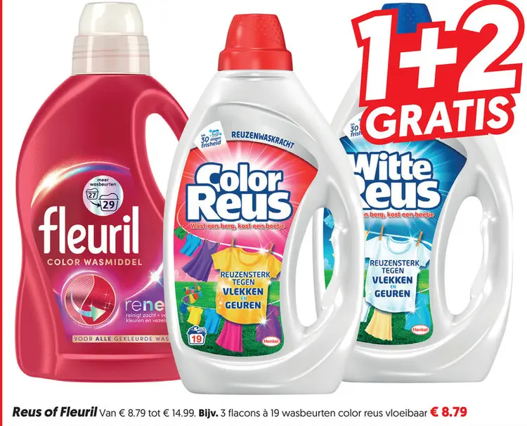 Aanbieding: Fleuril Color Wasmiddel & Reus Wasmiddel