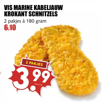 Aanbieding: Vis marine kabeljauw krokant schnitzels