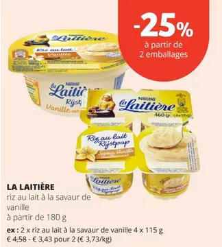 Offre: LA LAITIÈRE riz au lait à la savaur de vanill