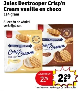 Aanbieding: Crisp'n Cream vanille en choco