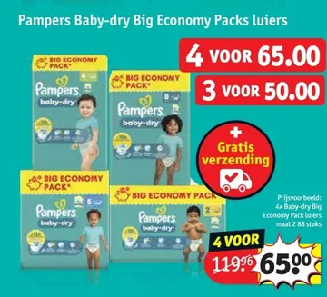 Aanbieding: Pampers Baby-dry Big Economy Packs luiers