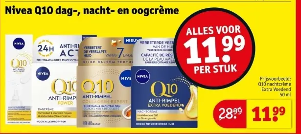 Aanbieding: Nivea Q10 dag-, nacht- en oogcrème