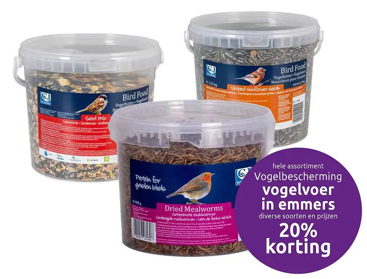 Aanbieding: Vogelbescherming vogelvoer in emmers