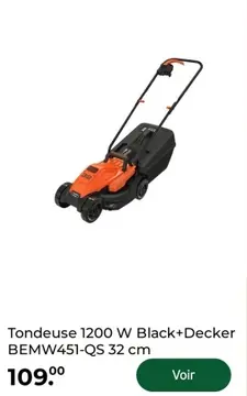 Offre: Tondeuse 1200 W BEMW451-QS 32 cm