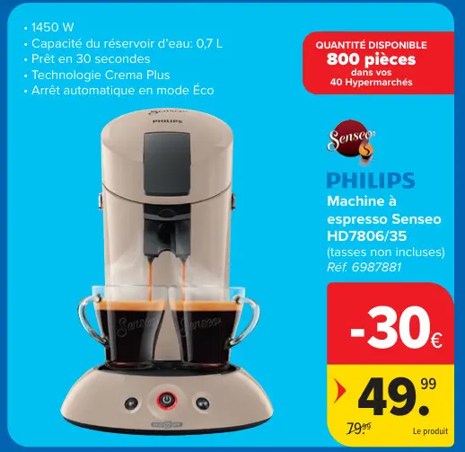Offre: Machine à espresso Senseo HD7806/35