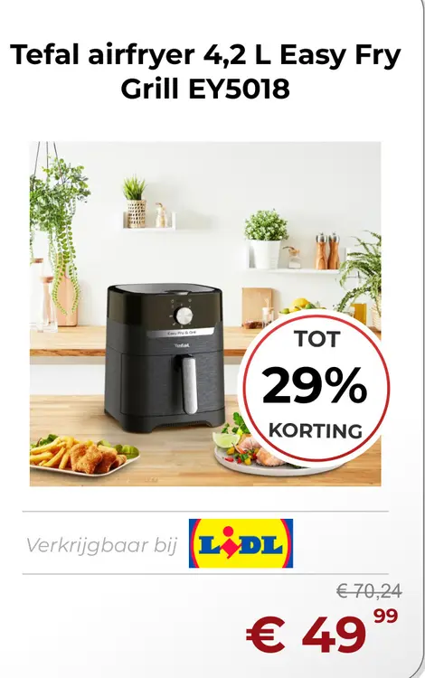 Aanbieding: airfryer 4,2 L Easy Fry Grill EY5018
