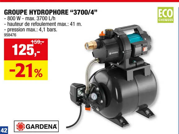 Offre: 3700/4 groupe hydrophore 800W