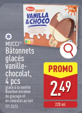 Offre: Bâtonnets glacés vanille-chocolat