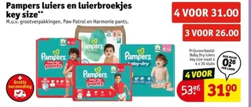 Aanbieding: Pampers luiers en luierbroekjes key size