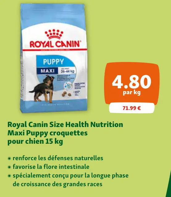 Offre: Health Nutrition Maxi Puppy croquettes pour chien