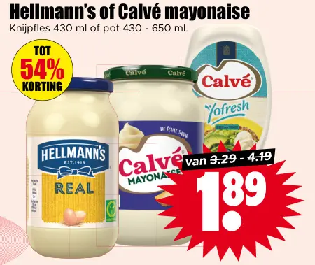 Aanbieding: Hellmann's of Calvé mayonaise