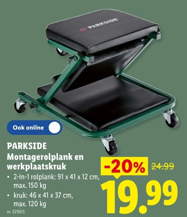 Promotie: Montagerolplank en werkplaatskruk