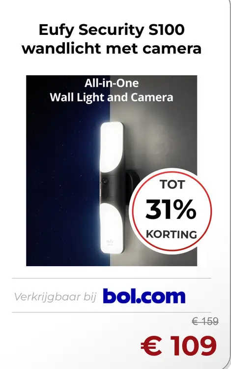 Aanbieding: Eufy Security S100 wandlicht met camera