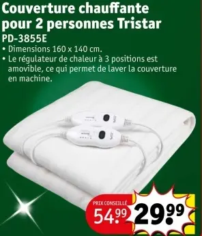 Offre: Couverture chauffante pour 2 personnes