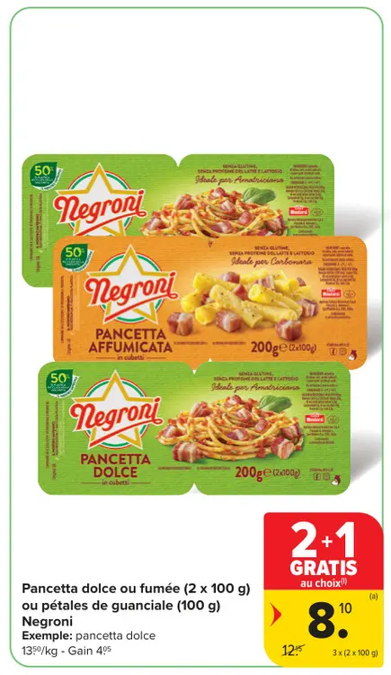 Offre: Pancetta dolce ou fumée ou pétales de guanciale