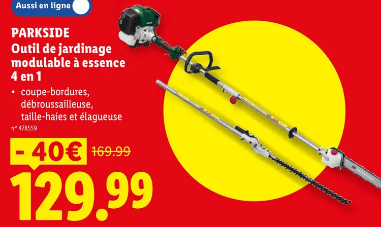 Offre: Outil de jardinage modulable à essence 4 en 1