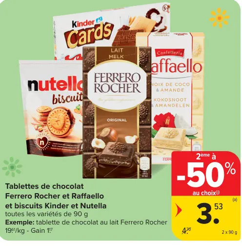Offre: Tablettes de chocolat Ferrero Rocher et Raffaello
