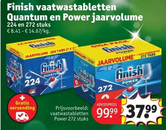 Promotie: vaatwastabletten Quantum en Power jaarvolume