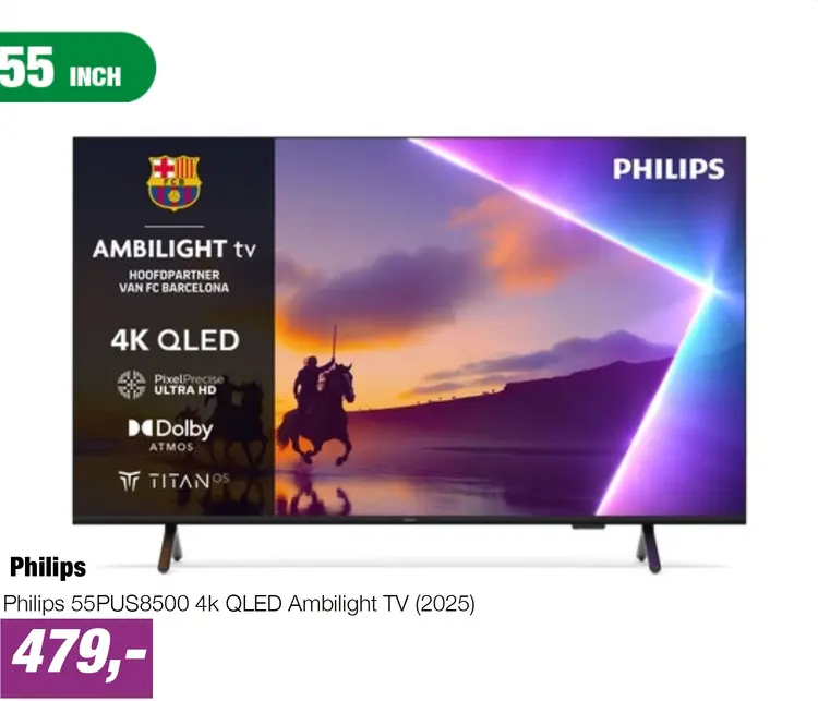 Aanbieding: Philips 55PUS8500 4k QLED Ambilight TV (2025)