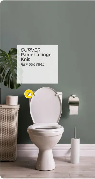 Offre: Panier à linge curver knit blanc 57l