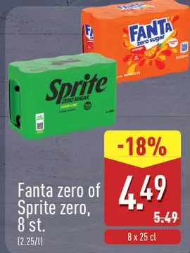Aanbieding: Fanta zero of Sprite zero