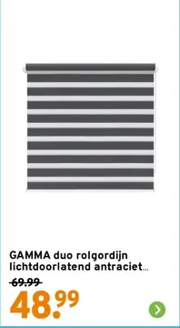 Aanbieding: GAMMA duo rolgordijn lichtdoorlatend antraciet